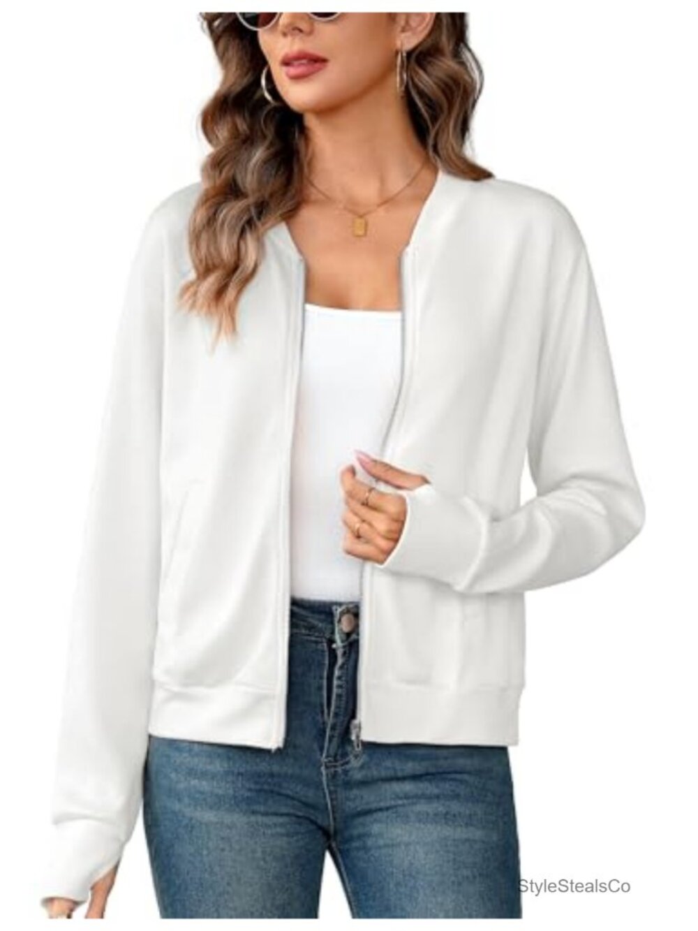 Women's Zip Up Lightweight Jacket with Pockets Air Layer Fabric